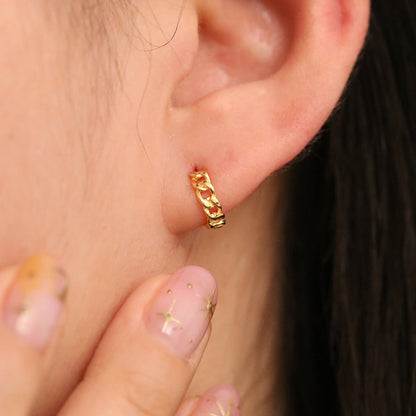 8mm Sterling Silver Rope Huggie Earrings
